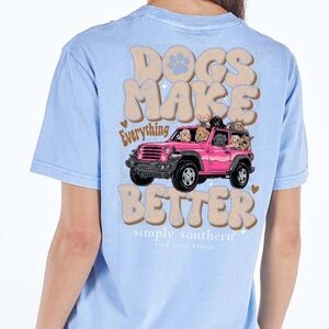 Simply Southern Dogs Make It Better Short Sleeve T-Shirt Size L NWT
